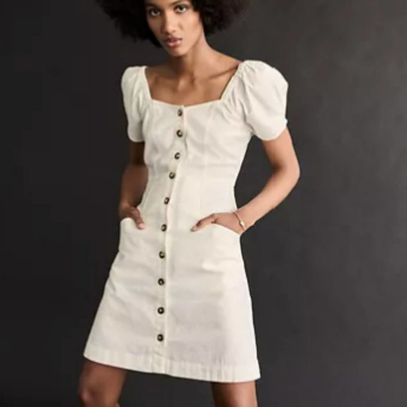 Madewell Dresses & Skirts - NWT Madewell Linen - Cotton Puff Sleeve Mini Dress Size 8